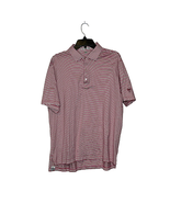 Peter Millar Mens Polo Golf Shirt Size Large Pink White Striped SS Cotto... - £23.70 GBP