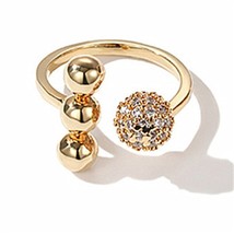 Ajojewel Golden Open Ring 2021 Bling Rhinestone Round Rings For Women With Ball  - £8.72 GBP