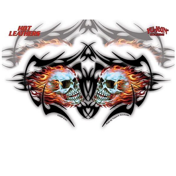 Hot Leather Biker Mirror Skulls W/ Tribal Sticker Decal - $1.99