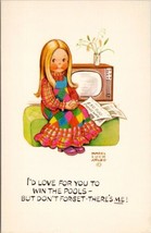 Artist Mabel Lucie Attwell Girl Patchwork Dress Retro TV Dont Forget Postcard W8 - £13.31 GBP