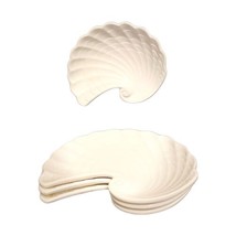 Vintage SHAFFORD Original 4-White Seashell Shaped Dish Plates Ceramic Tr... - £38.65 GBP