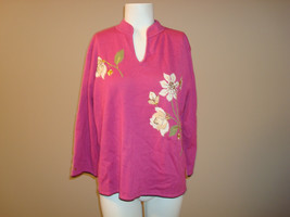 Emma James Xl Pink And Floral Spring Knit Sweater Euc - £27.79 GBP