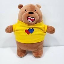 Miniso We Bare Bears Plush Bear Grizzly Heart Love Valentines Cartoon Network 9&quot; - £22.02 GBP