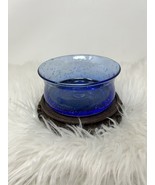 Vintage Cobalt Blue Bubbled Art Glass Dessert Bowl Dish 5-1/2” - £24.13 GBP