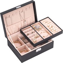 Smileshe Jewelry Box For Women Girls, Pu Leather Organizer Holder Boxes With - £26.61 GBP