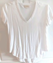 Cloth &amp; Stone Shirt White Short Sleeve V Neck Basic Lightweight Top Wome... - £10.88 GBP
