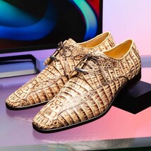 Apricena Genuine caiman Crocodile Dress Derby's Lace Up Rustic Orix image 9