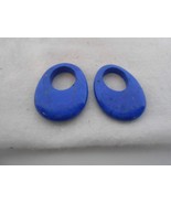 Dark Blue Color Howlite Oval Disc Hooplet Earring Charms PAIR For Jewelr... - €12,83 EUR