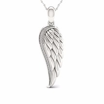 S925 Sterling Silver 0.06Ct TDW Diamond Angel Wing Necklace - £103.58 GBP