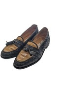 Ostrich Leather Belvedere Florence 10 M Loafer Dress Shoes Black/Gold Tasseled - £54.52 GBP