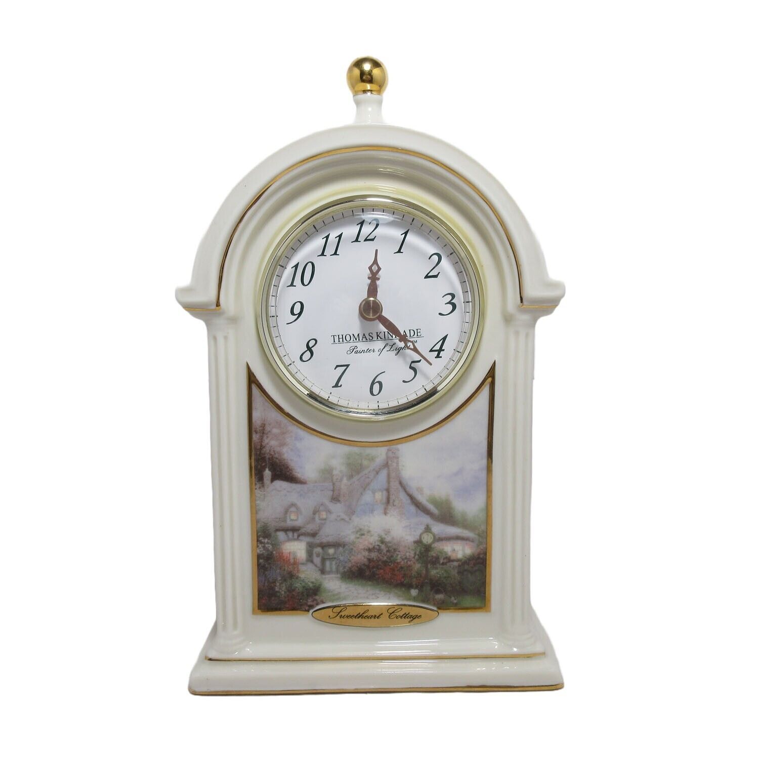 Working Thomas Kinkade Clock Sweetheart Cottage Porcelain Mantel or Desk 2004 - $19.95