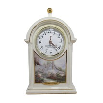Working Thomas Kinkade Clock Sweetheart Cottage Porcelain Mantel or Desk 2004 - £15.98 GBP