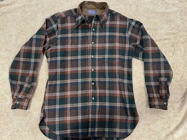 Vintage Pendleton Plaid 100% Wool Flannel Shirt Men&#39;s L Button Up Work Outdoor - £31.06 GBP