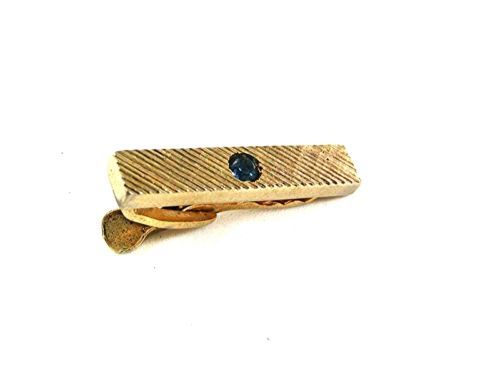 Primary image for 1960's Goldtone & Blue Tie Clasp By HICKOK USA 91017