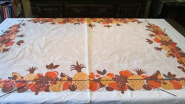 &quot;&quot;ASSORTED FRUITS IN  WIRE BASKET &quot;&quot; - VINTAGE  TABLECLOTH - MARLENE LINEMS - £10.28 GBP