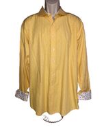 BUGATCHI Dress Shirt Men’s XXL Beautiful Yellow Button Up Flip Cuffs Lon... - €22,10 EUR