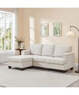 86" L Shaped Sectional Sofa with Ottoman &amp; Armrest Organizer, 3-Seat Beige - $728.99