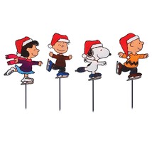 10325 8-Inch Pre-Lit Peanuts Skating Christmas Pathway Markers (Set Of 4) Holida - £32.06 GBP