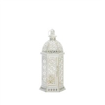 Cutwork White Hexagon Candle Lantern - £21.96 GBP