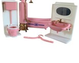 Vintage Dolls House Jean Of West Germany Pink Plastic Bathroom Suite rare - £29.51 GBP