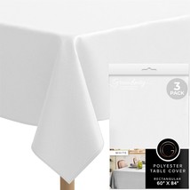 Rectangle Tablecloth White Tablecloths 60&quot; x 84&quot; Polyester Tablecloth St... - £38.42 GBP