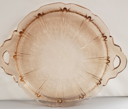 Jeannette Cherry Blossom Pink Depression Glass Handled Tray /Cake Plate 1930&#39;s - £18.74 GBP