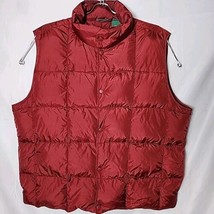 LL Bean Men XL Goose Down Quilted Burgundy Puffer Vest Snap Button 0 DHF4 - £53.40 GBP