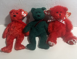 TY Beanie Babies Bears Lot Of 3 Sizzle - 2001 Holiday Teddy &amp; Lil’ Siren... - £9.16 GBP