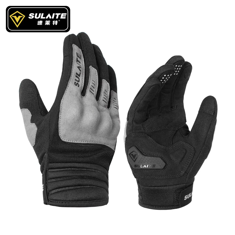 SULAITE Gloves Men Motorcycle Full Finger Breathable Riding Anti-Fall Retro - £29.28 GBP+