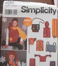 Simplicity Pattern 5285 Child's Girls'and Boys' Vest, Hats Ans Accessories Size - £4.75 GBP