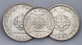 Lot De (3) Pièces De 2-1/2, 5 Et 10 Escudos Du Mozambique 1949-1955 - $1,229.64 MXN