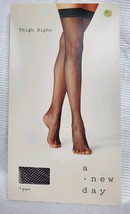 A New Day Womens Thigh Highs M/L - Black Fishnet  image 2