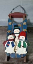 Wooden Snowman Sled Christmas Holiday Decor Wall Hanger. Rustic - £23.50 GBP