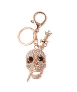 Skull W/Sword Goldtone Austrian Crystal Keychain Carabiner NEW in Gift Box! - €8,53 EUR