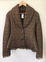 Patrizia Pepe Plaid Wool Blend Fine Mesh Lace Italian Blazer Jacket 42 3... - $197.99