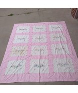 Handmade and Hand Embroidered with Flowers PinkQuilt Throw 76&quot; X 84&quot; - $49.93 CAD