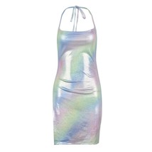 Xiktop PU Colorful Sling Dress Backless Strap Slit Skirt Wrap Breast Strapless W - £87.12 GBP