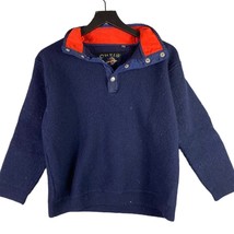 Orvis Blue 100% Wool Rugby Jacket Boys Size XL 1/4 Button Pullover Youth... - $18.51