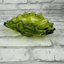 Viking Handkerchief Ruffled Art Green Glass Candy Dish - £16.67 GBP