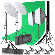 Neewer Background Support System And 800W 5500K Umbrellas Softbox Lighti... - $215.99