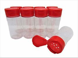 Medium 4 OZ Clear Plastic Spice Container Bottle Jar With Red Cap- Set o... - £15.86 GBP