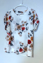 Shein WOmens Sz XL Cuffed Sleeve shirt top Blouse Floral Short Sleeve - £7.74 GBP