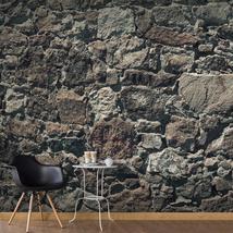 Tiptophomedecor Peel and Stick Wallpaper Wall Mural - Dark Brown Stone Wall - Re - £47.95 GBP+