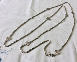 Vintage Monet Silver Filigree Coin Chain Necklace - £11.88 GBP