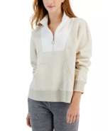 ID IDEOLOGY Women&#39;s Colorblocked Quarter-Zip Sweatshirt Petite Size S Beige - $36.63 CAD