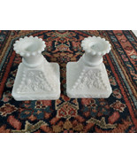 Antique Candle Holders, Westmoreland Milk Glass, Panel Grapes, Ex. Cond. - £19.31 GBP