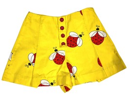 VTG 1970s High Waisted Shorts Ladybug Print 40s Style Red Button Festiva... - $996.49 MXN