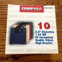 10 pk COMP USA 3.5&quot; Colored Floppy Diskettes 1.44MB New Sealed  Double S... - $8.46