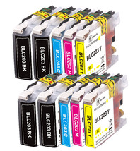 10 Pk Quality Ink Set W/ Chip Fits Brother Lc201 Lc203 Mfc J485Dw J4320D... - £25.16 GBP