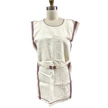 Antique Pinafore Apron Primitive  Linen Red White Blue Show Towel Apron - $67.32